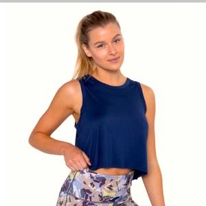 Racerback Flowy Cropped Tank- Navy Blue- NWT